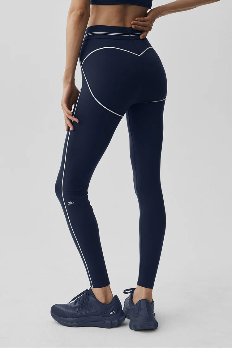 ALO: Airbrush Heart Throb Navy/ White Leggings Set
