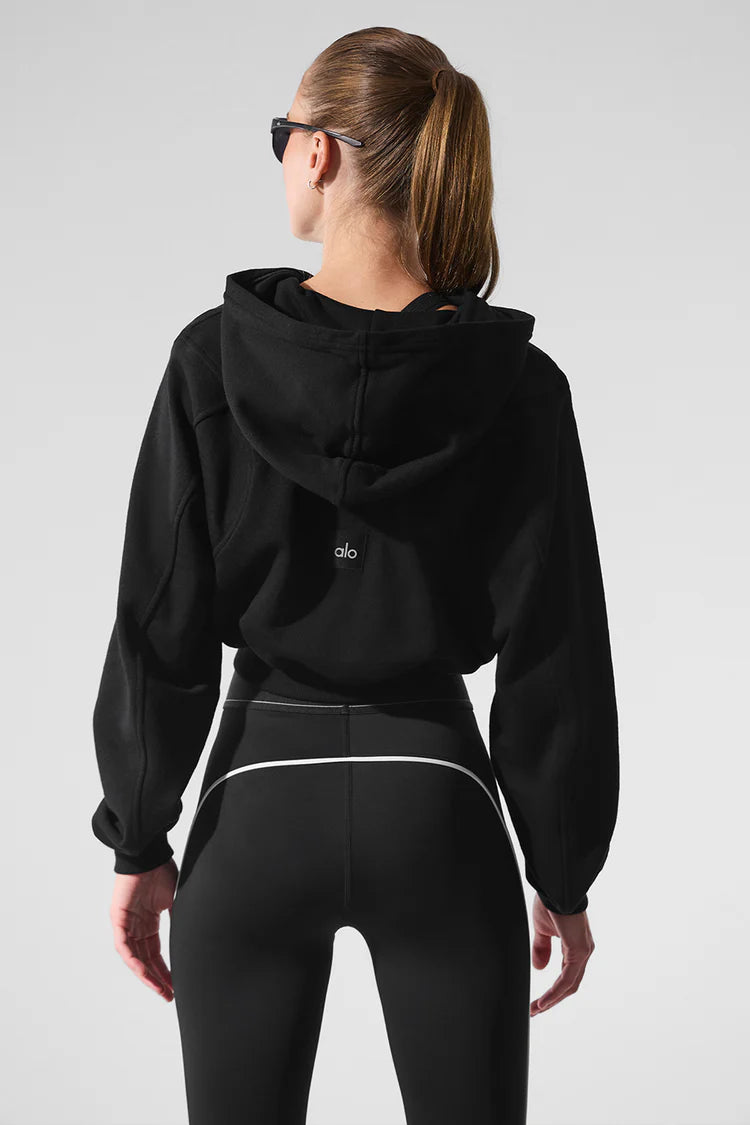 ALO: Sweet Escape Cropped Zip Up Black