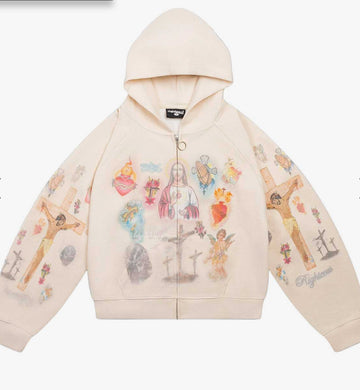RIGHTEOUS: Cream Ultimate Sacrifice Thermal Zip Up