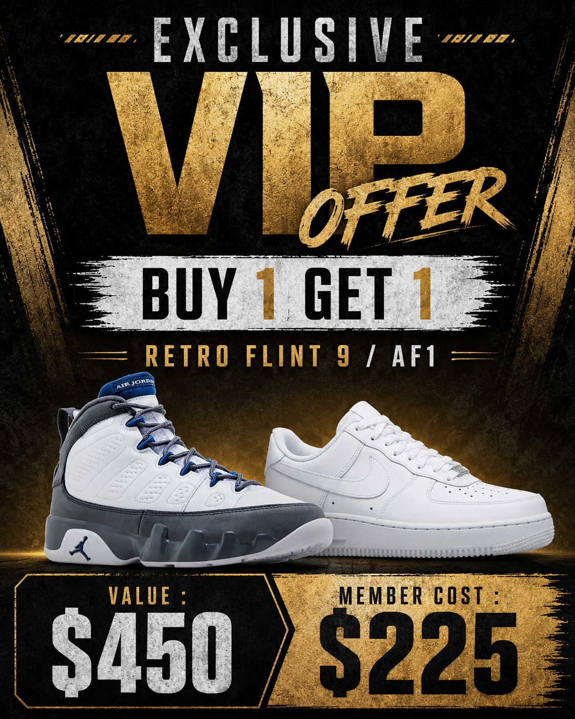 Buy Retro Flint 9 Get Air Force 1 Supreme (White)