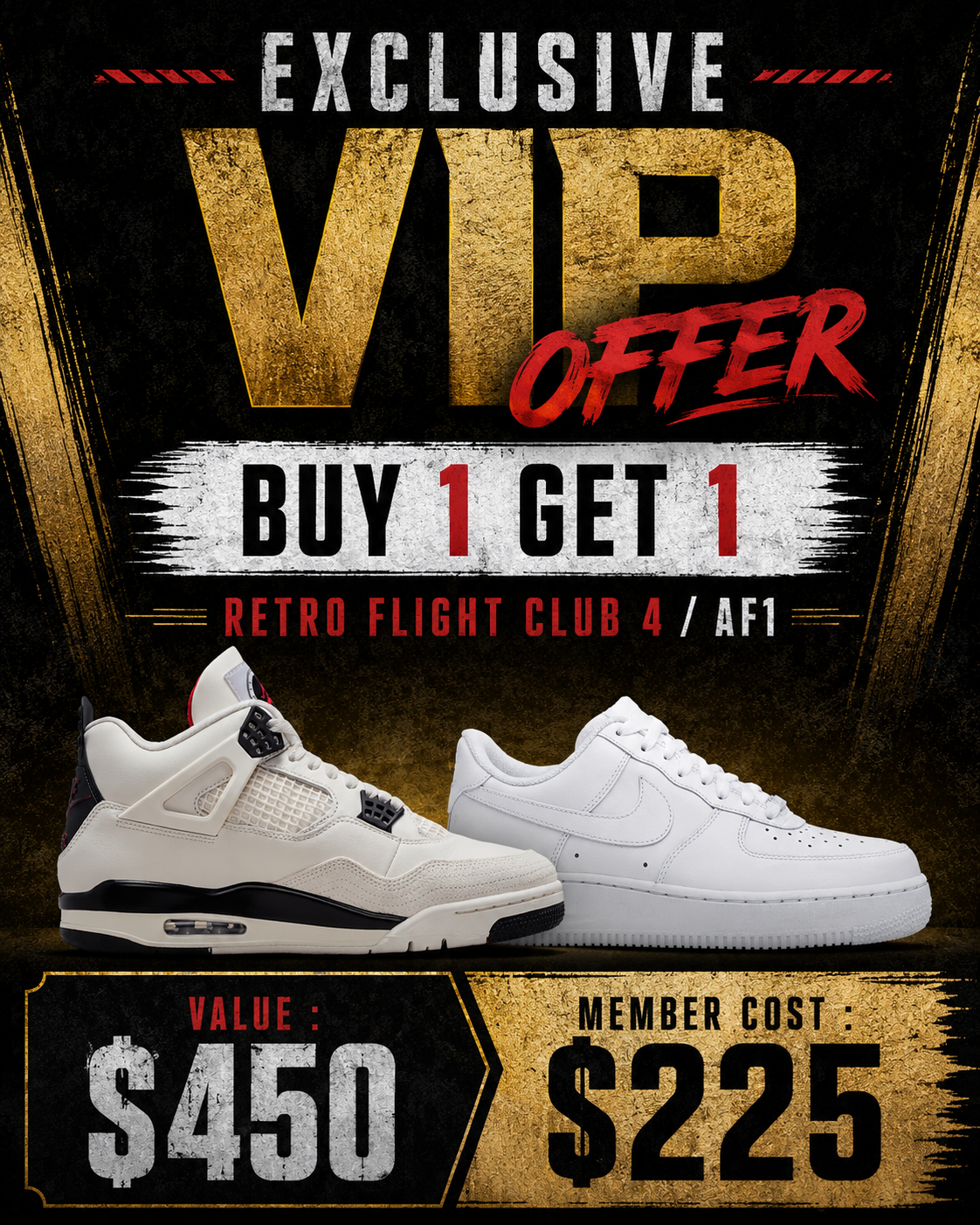Buy Retro Flight Club 4 Get Air Force 1 Supreme (White)