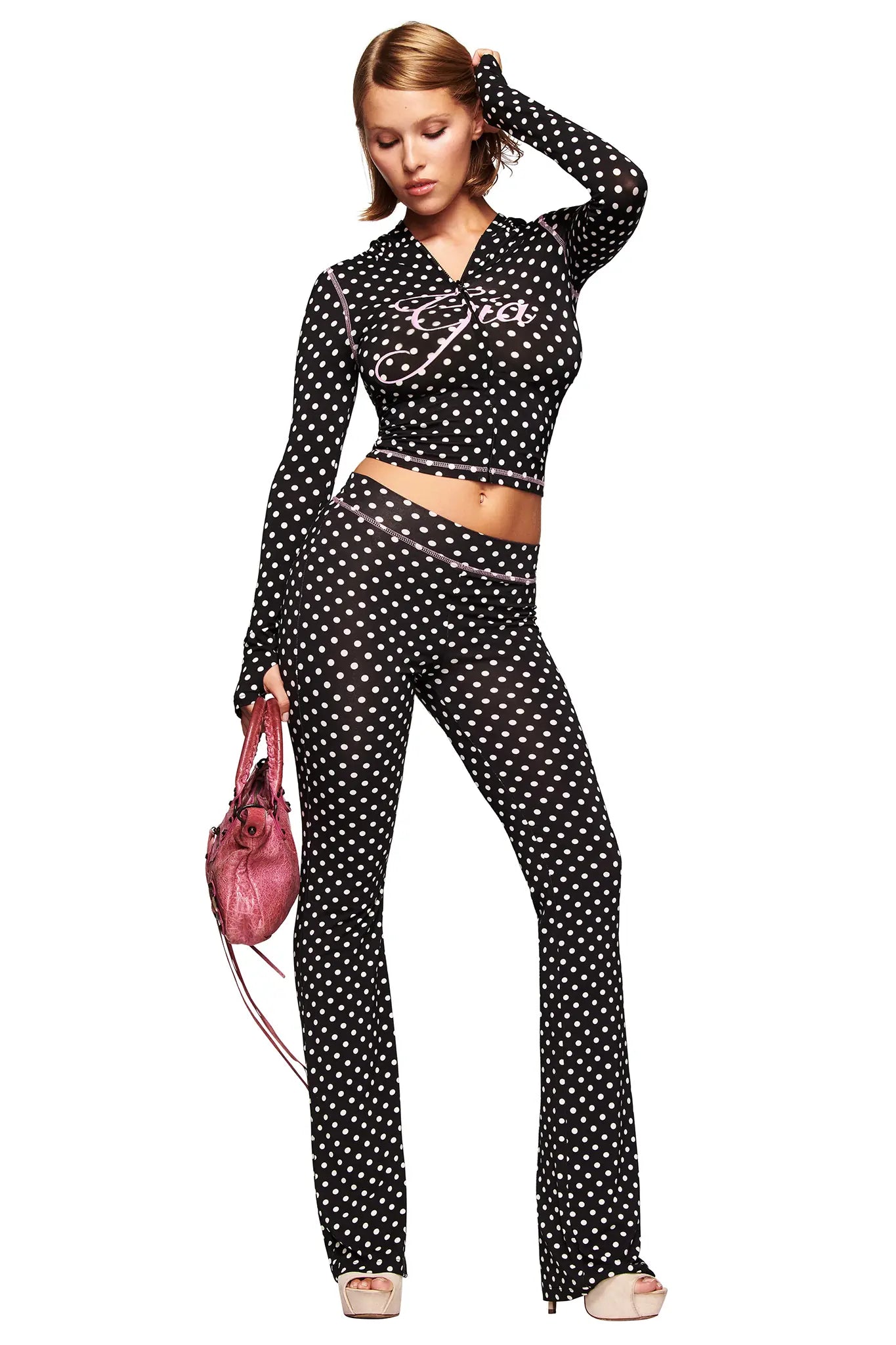 I AM GIA: BLACK/PINK POLKA DOT