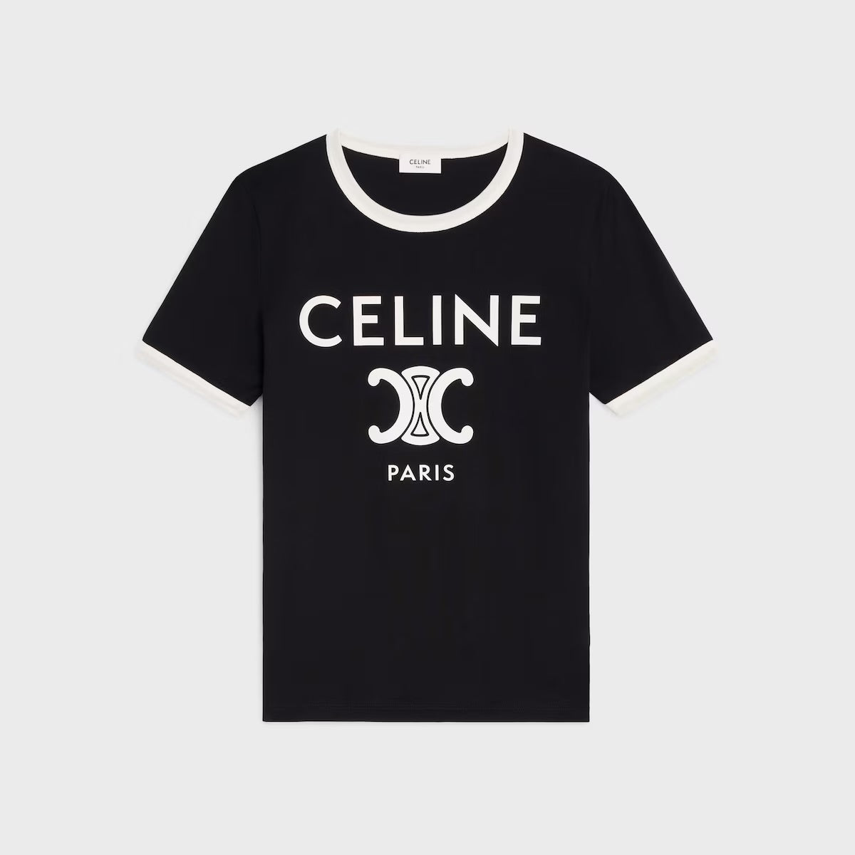 CELINE PARIS T-SHIRT IN COTTON JERSEY BLACK/WHITE