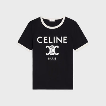 CELINE PARIS T-SHIRT IN COTTON JERSEY BLACK/WHITE