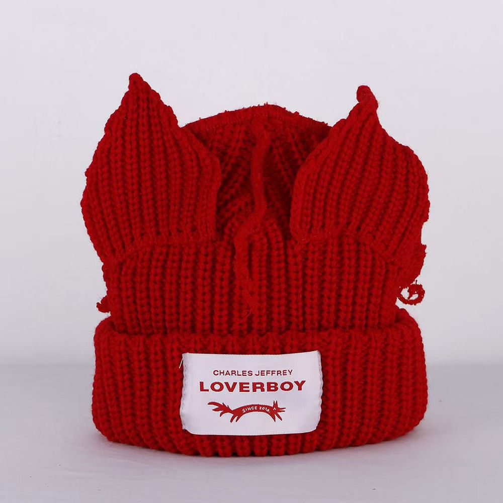 CHARLES JEFFERY: RED LOVER BOY CAT-EAR BEANIE