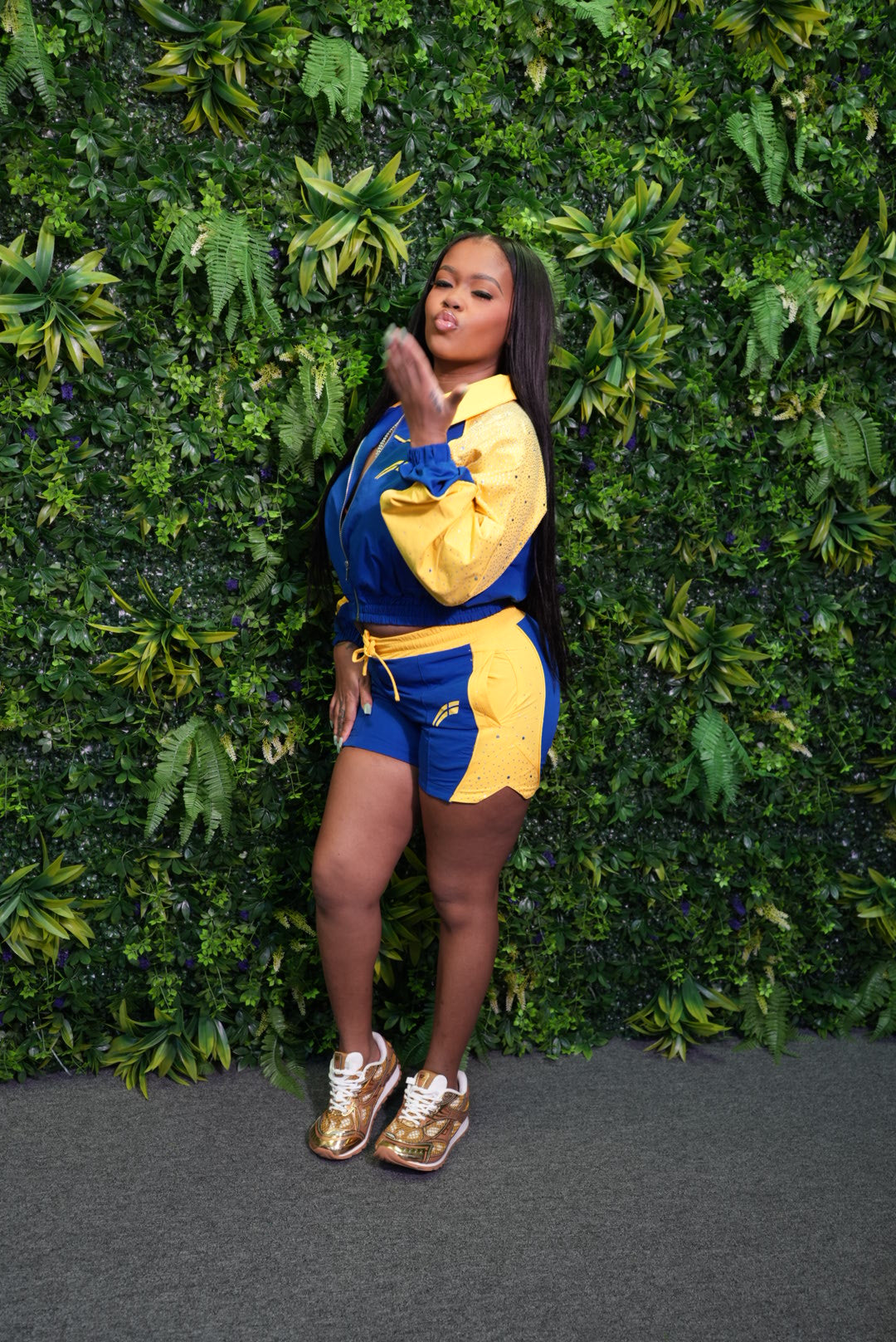 BPC X RVS: BLUE/YELLOW  CROPPED WOMEN'S JACKET