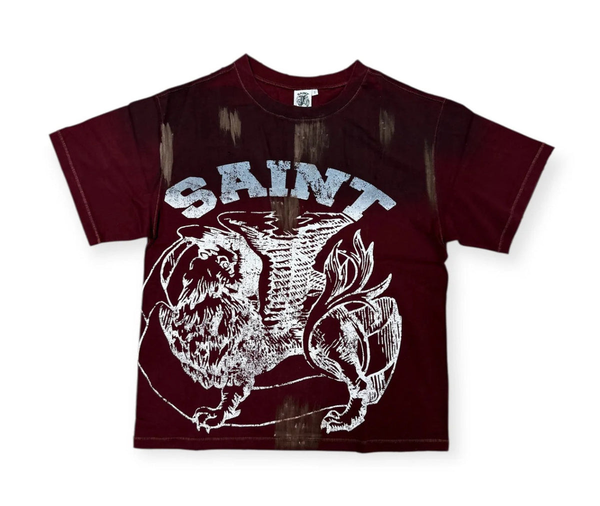 Saint Vanity Dirty Griffin Burgundy T-shirt