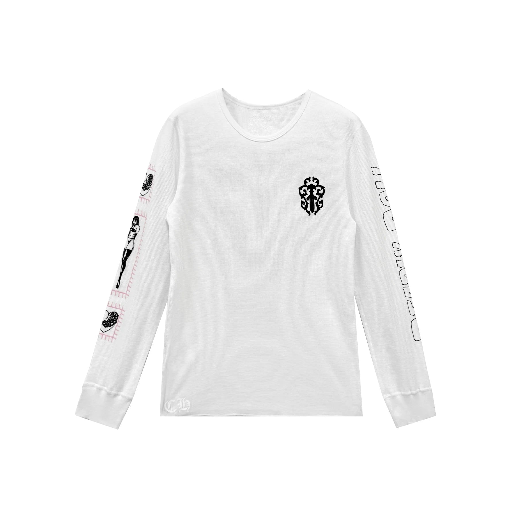 CHROME HEARTS: DEADLY DOLL WAFFLE THERMAL LONG SLEEVE WHITE