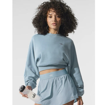 ALO: Cropped Accolade Crewneck Celestial Blue