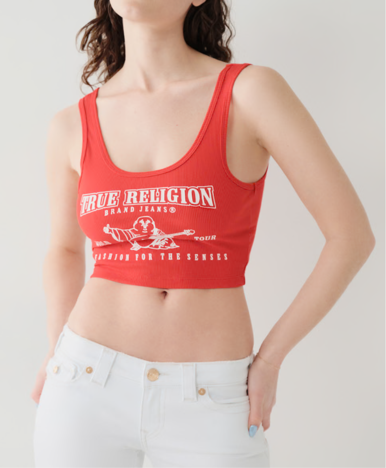 TRUE RELIGION :
Fiery Red Tank