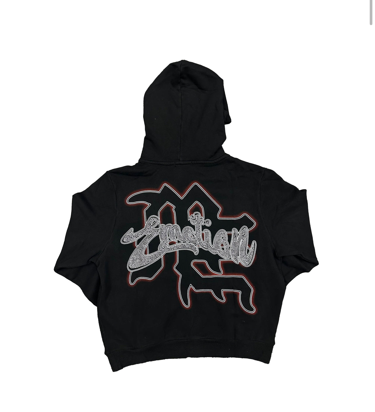 MIXED EMOTIONS: Black Rhinestone Hoodie
