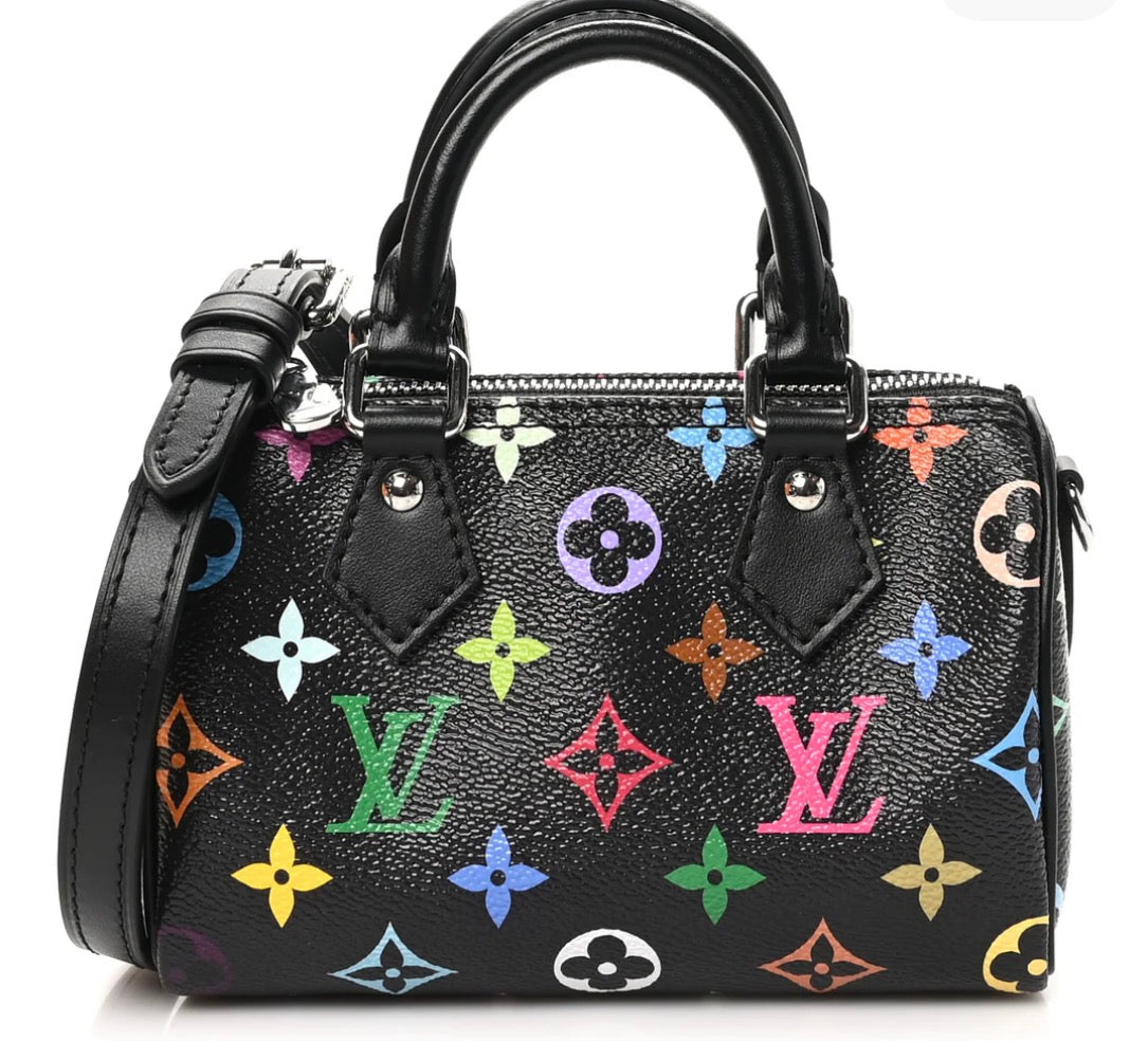 LOUIS VUITTON: LV X TM Monogram Multicolor Nano Speedy Black