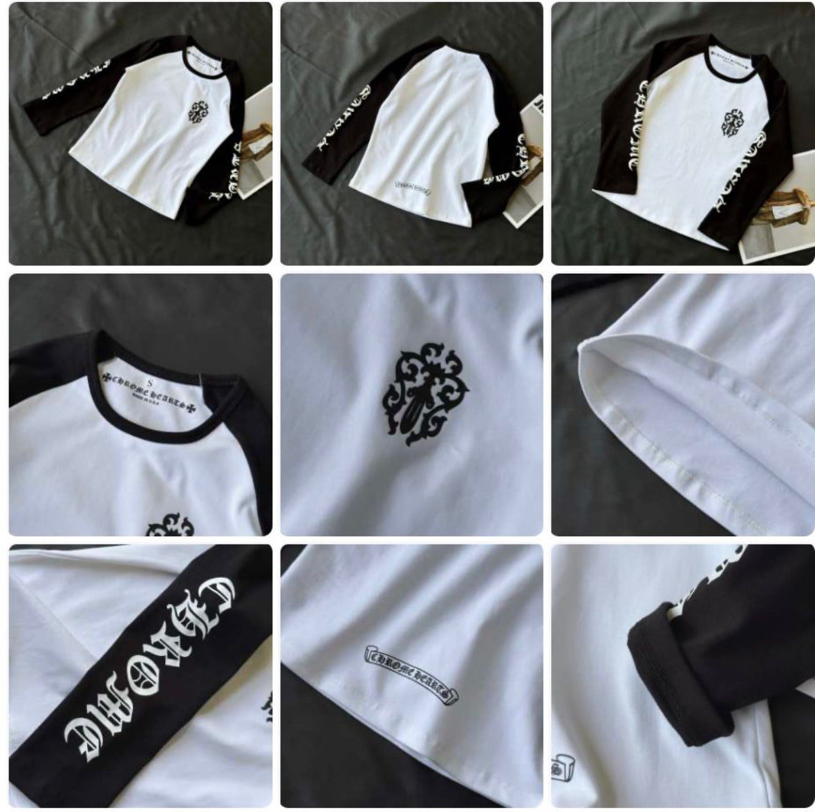 ChromeHeart : Blk/White Cropped Tee