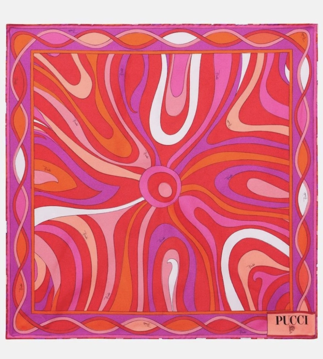 EMILIO PUCCI: Women's Red Marmo Silk Twill Scarf