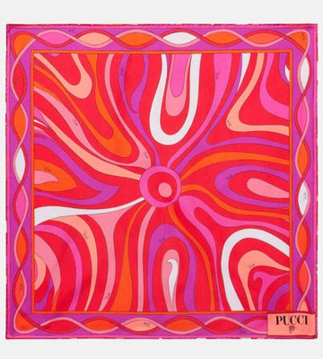 EMILIO PUCCI: Women's Red Marmo Silk Twill Scarf