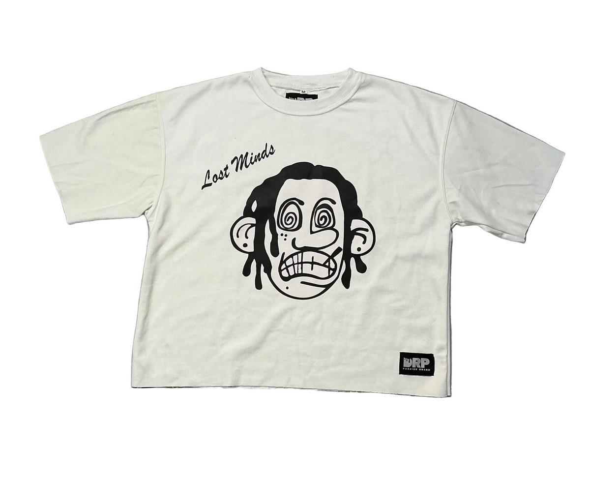 LOST MINDS: White/Black 8Ball Crop Tee