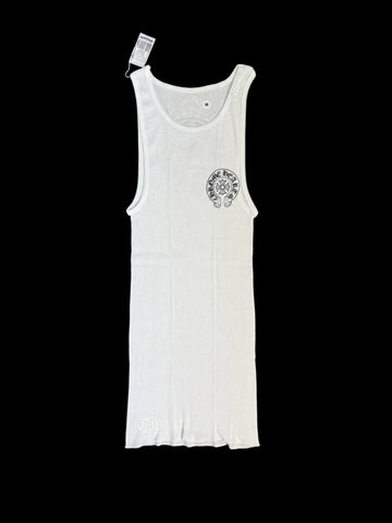Chrome Hearts: White Horseshoe Ribbed Tank Dress