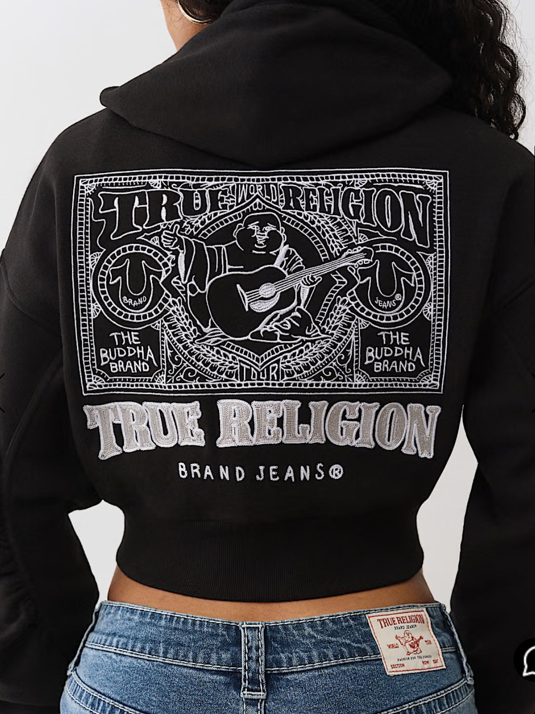 TRUE RELIGION: Buddha Ruched  Sleeve Zip Up
