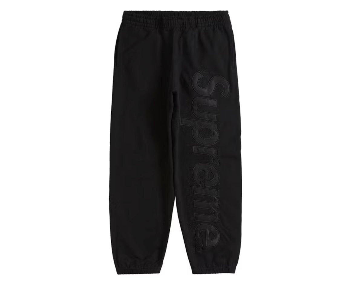 SUPREME: Satin Appliqué Sweatpants Black