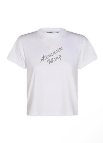 Alexander Wang: White Logo-Embellished Crewneck T-Shirt