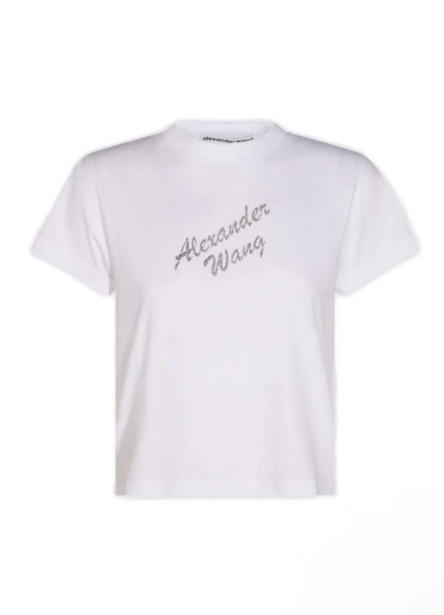 Alexander Wang: White Logo-Embellished Crewneck T-Shirt