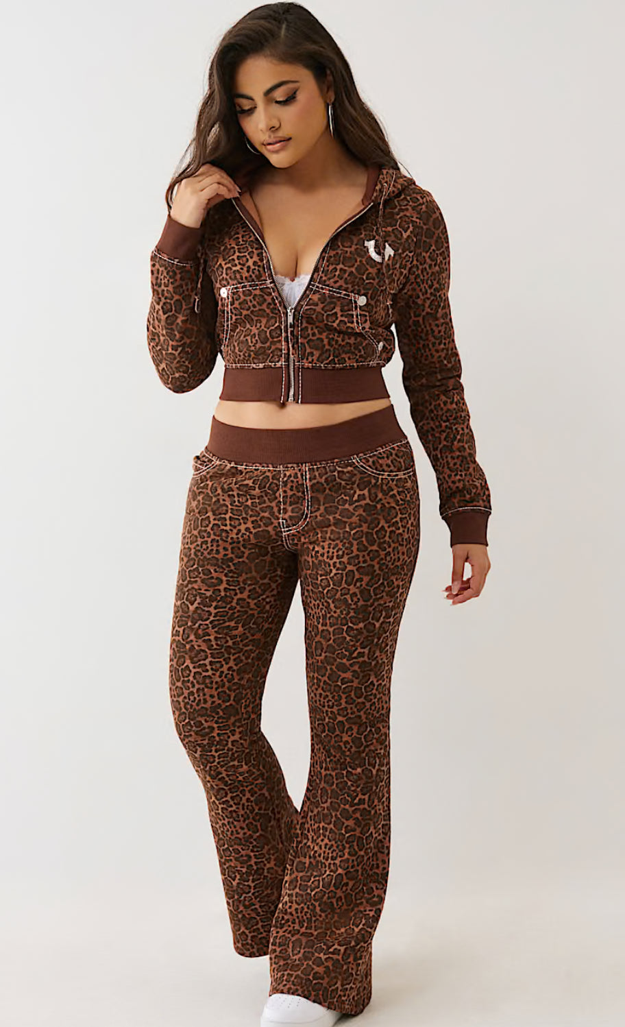 TRUE RELIGION:Leopard Crystal BIG T Jogger Set