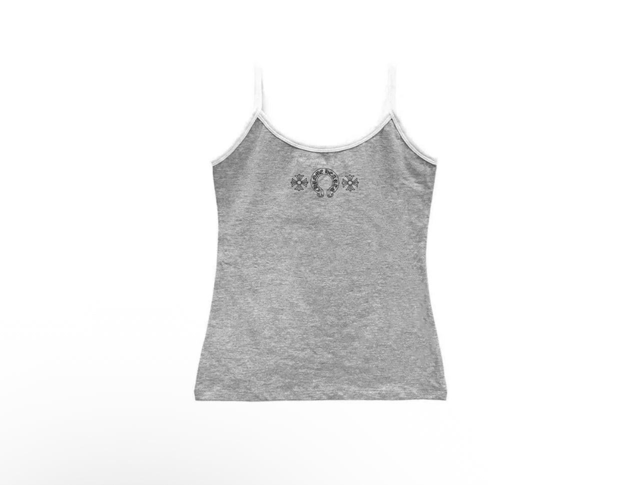 ChromeHeart: Grey/White Horseshoe Logo Tank Top