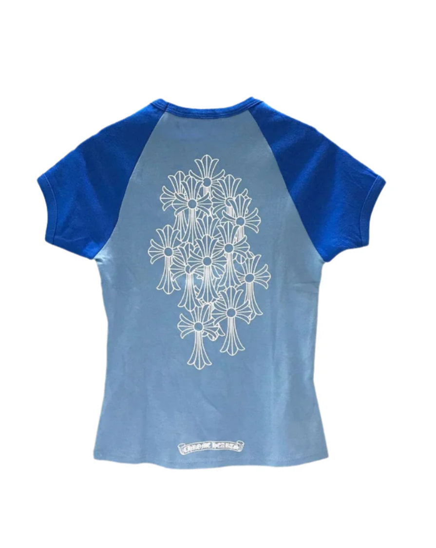 Chrome Hearts: Baby Blue Cropped Short Sleeve T-Shirt