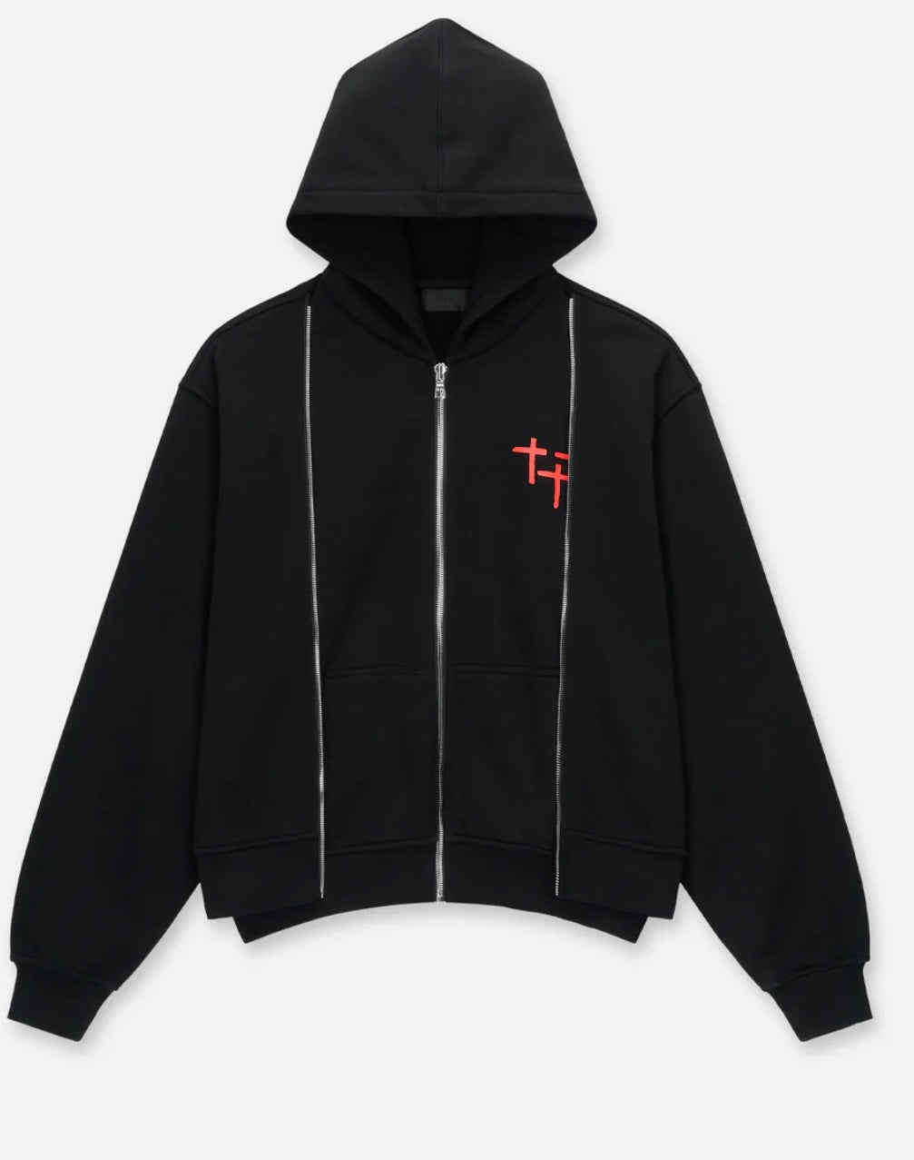 RTA: TEN LAYERED ZIP HOODIE| BLACK PLANETARY