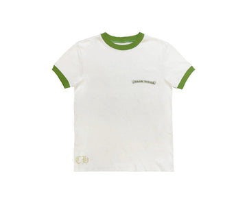 Chrome Hearts: Green＆White Horseshoe Logo Short Sleeve Tee