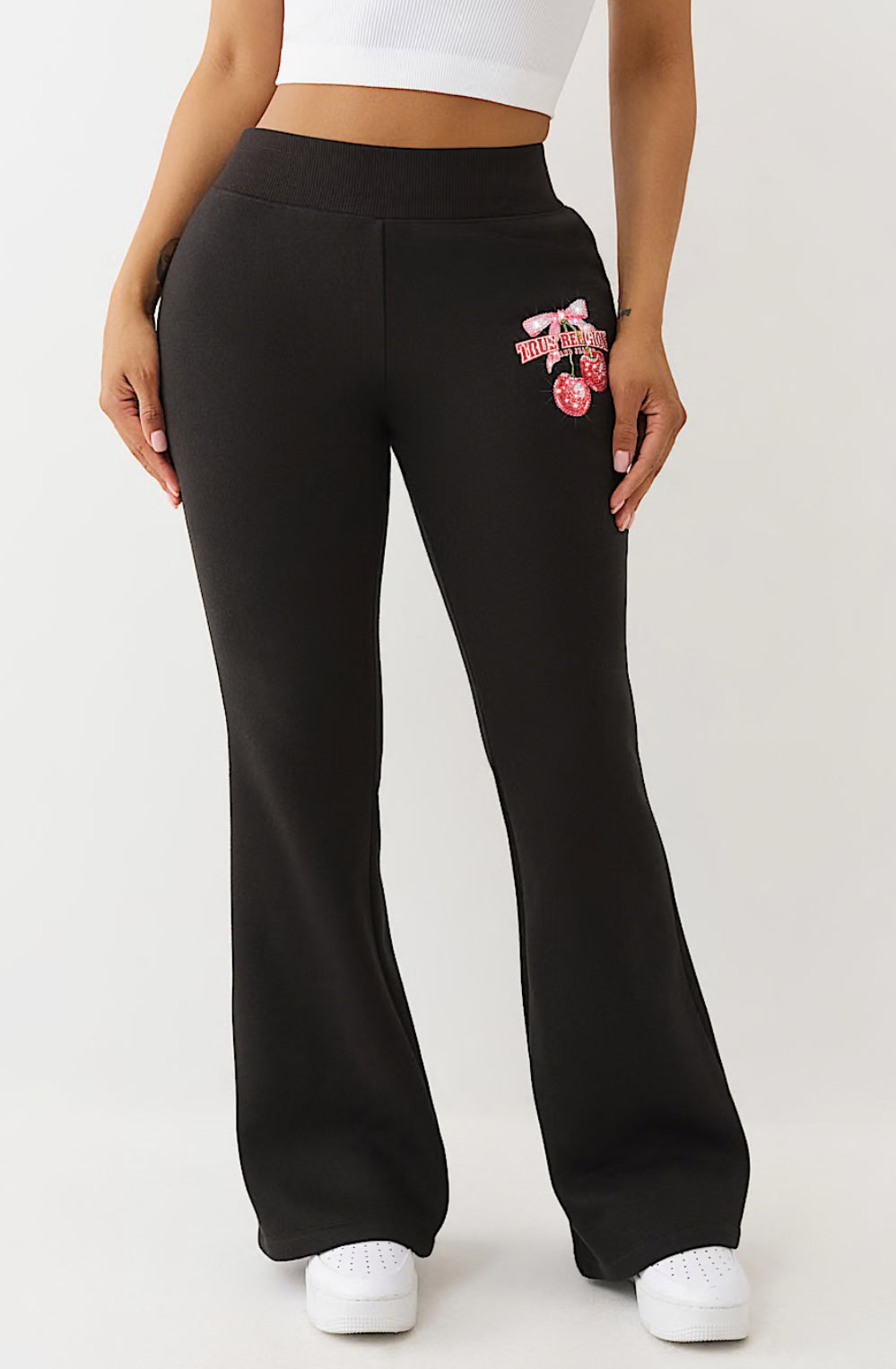 TRUE RELIGION: Black Bootcut Sweatpants