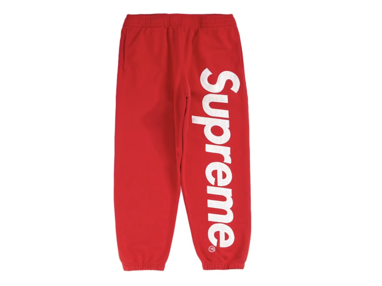 SUPREME: Satin Appliqué Sweatpants Red