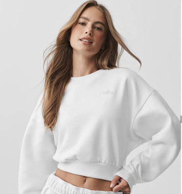 ALO: Cropped Accolade Crewneck White