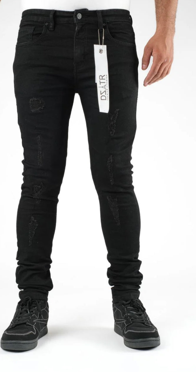 DSTAR: SUPER STRETCH DENIM Straight FIT JET BLACK  JEANS