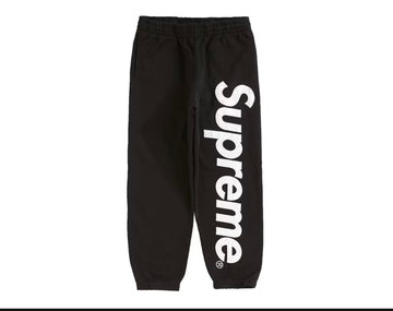 SUPREME: Satin Appliqué Sweatpants Black/White