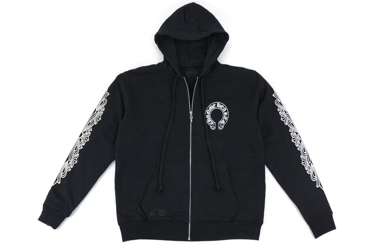 CHROMEHEART: Horseshoe Floral Black Hoodie