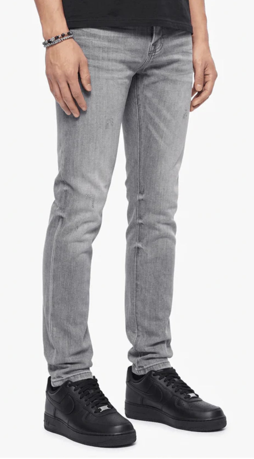 ANOM DENIM: LIGHT GRAY WASH SKINNY JEANS