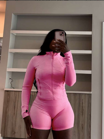 POWDER PINK 2PC SHORT SET