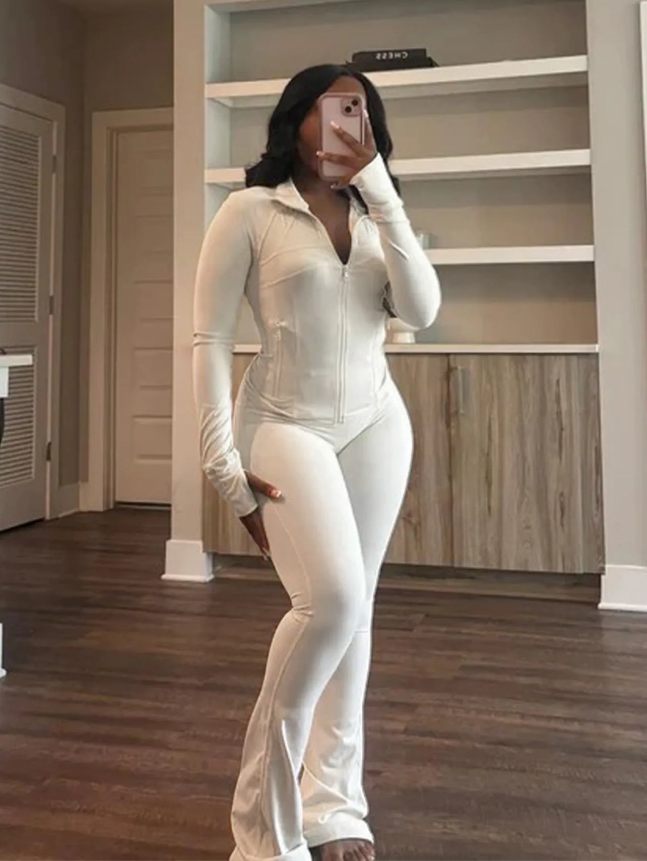 WHITE 2 PC FLARE LEGGINGS SETS