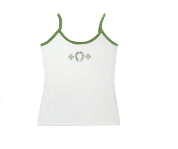 ChromeHeart: White/Green Horseshoe Logo Tank Top