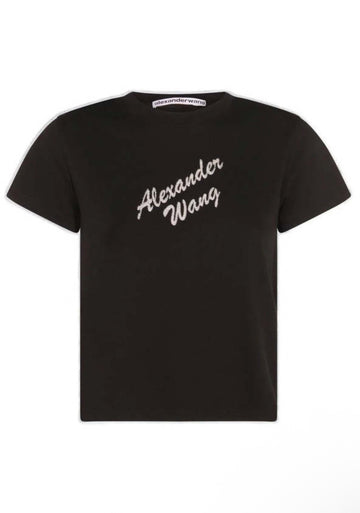 Alexander Wang: Black Logo-Embellished Crewneck T-Shirt