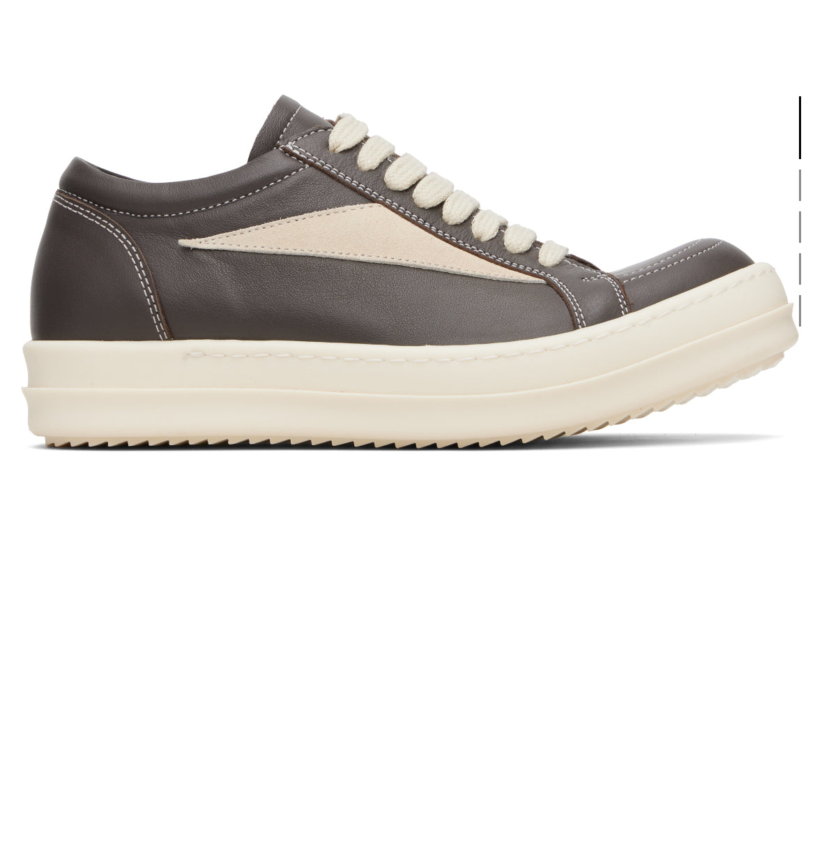 RICK OWENS: BROWN/WHITE VINTAGE SNEAKERS