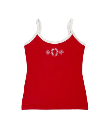 Chrome Hearts: Red & White Horseshoe Logo Tank top