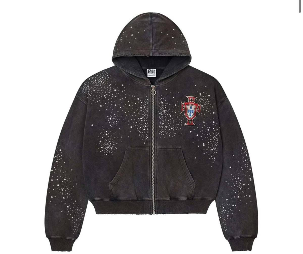 VALE FOREVER: Pluto Clustered Zip Up Hoodie Black