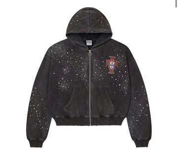 VALE FOREVER: Pluto Clustered Zip Up Hoodie Black