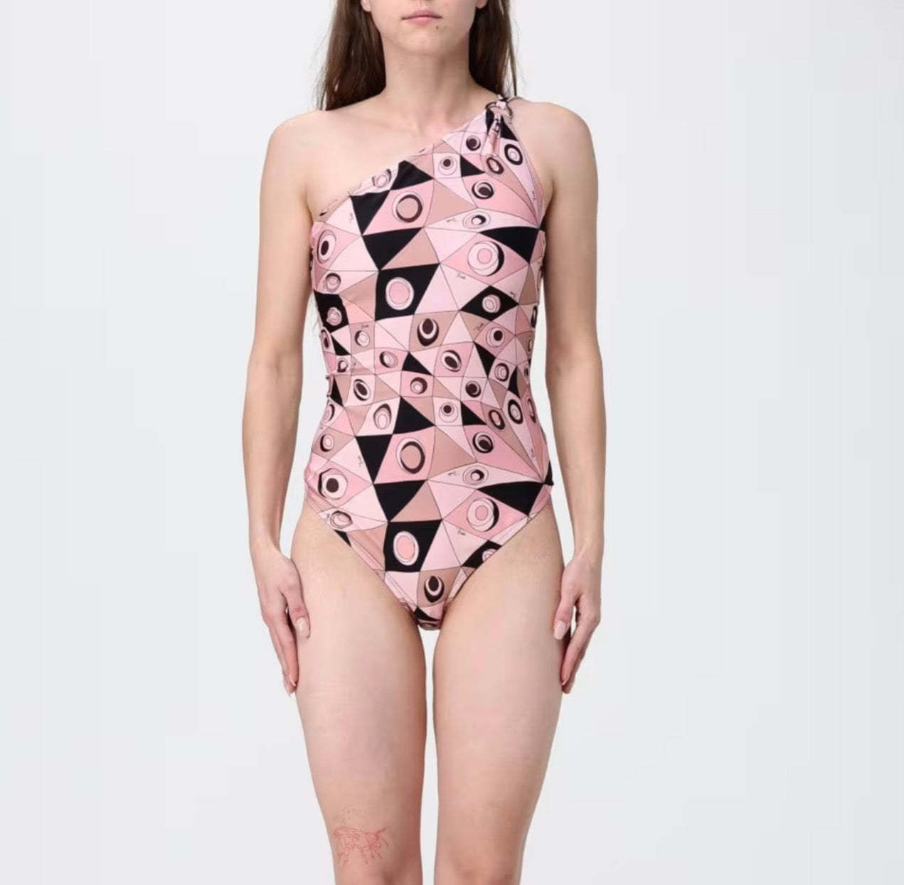 EMILIO PUCCI: Occhi Print One-Shoulder Swimsuit