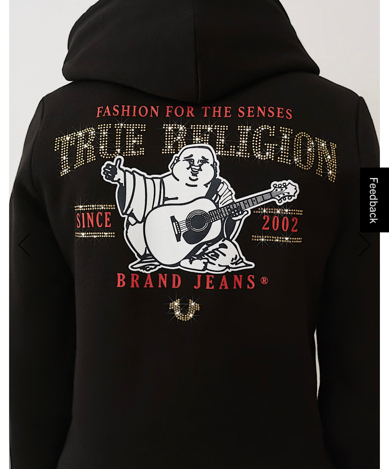 TRUE RELIGION :
 Black Crystal Zip Hoodie