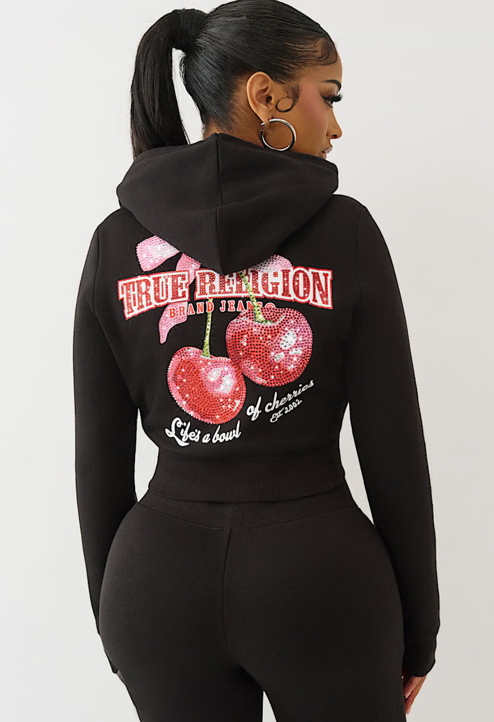TRUE RELIGION: Cherry Shrunken Zip Hoodie