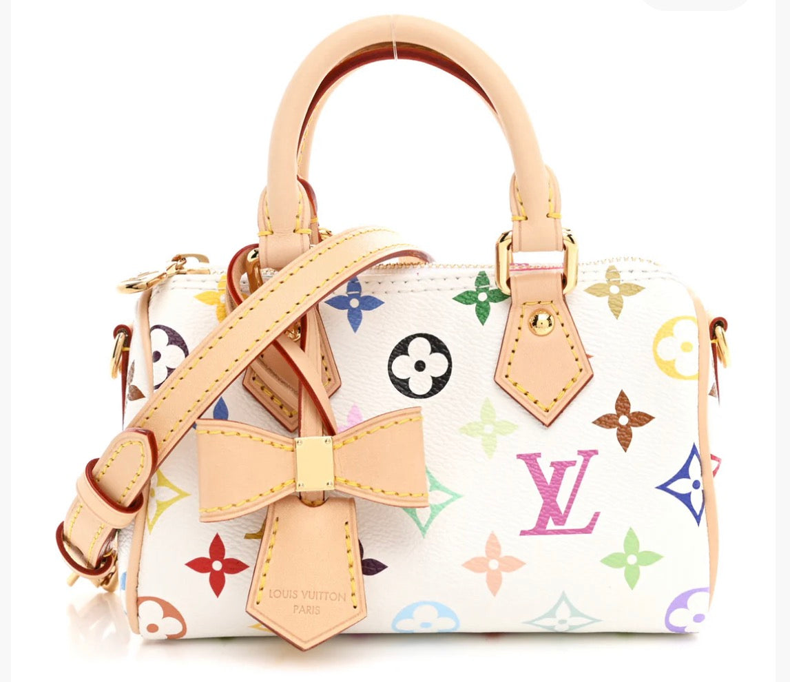 LOUIS VUITTON: LV X TM Monogram Multicolor Nano Speedy White