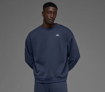ALO: Accolade Crew Neck Pullover Navy Blue